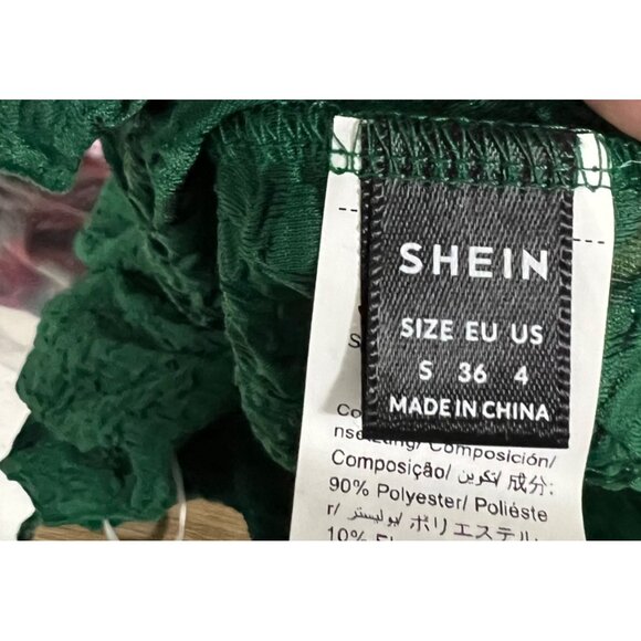 Shein Green Textured Strapless Butterfly Crop Top Size Small - Picture 5 of 7